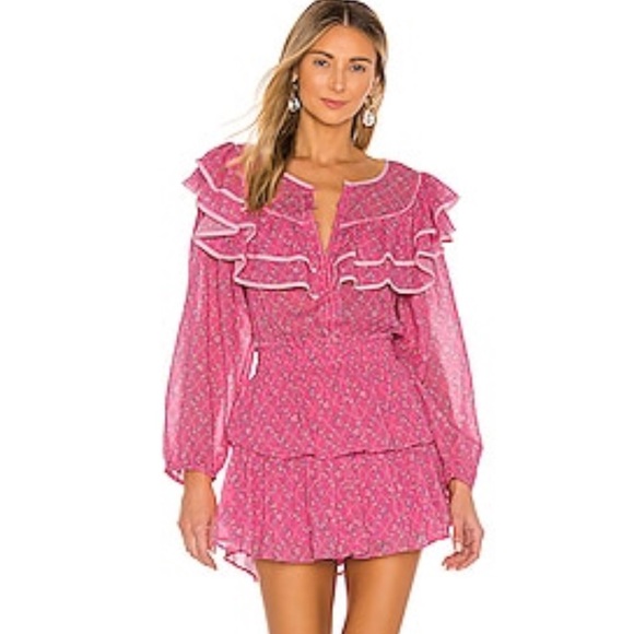 LoveShackFancy Luca Dress in Fuchsia Berry Size XS